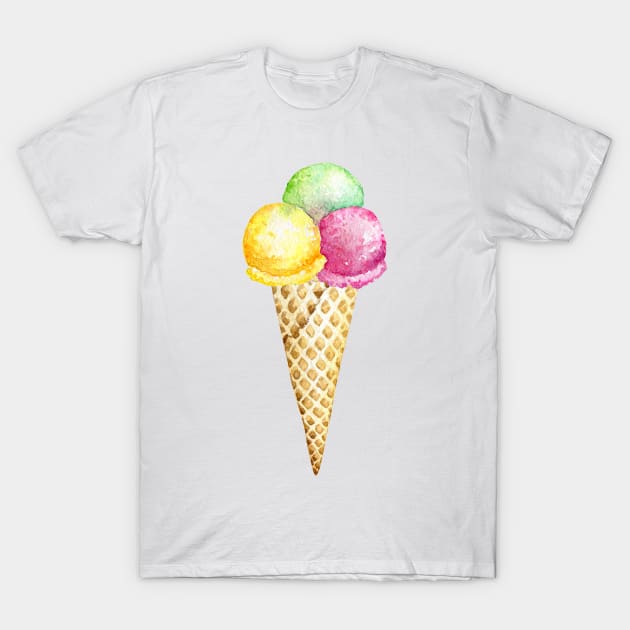 Watercolor ice cream T-Shirt by Simple Wishes Art